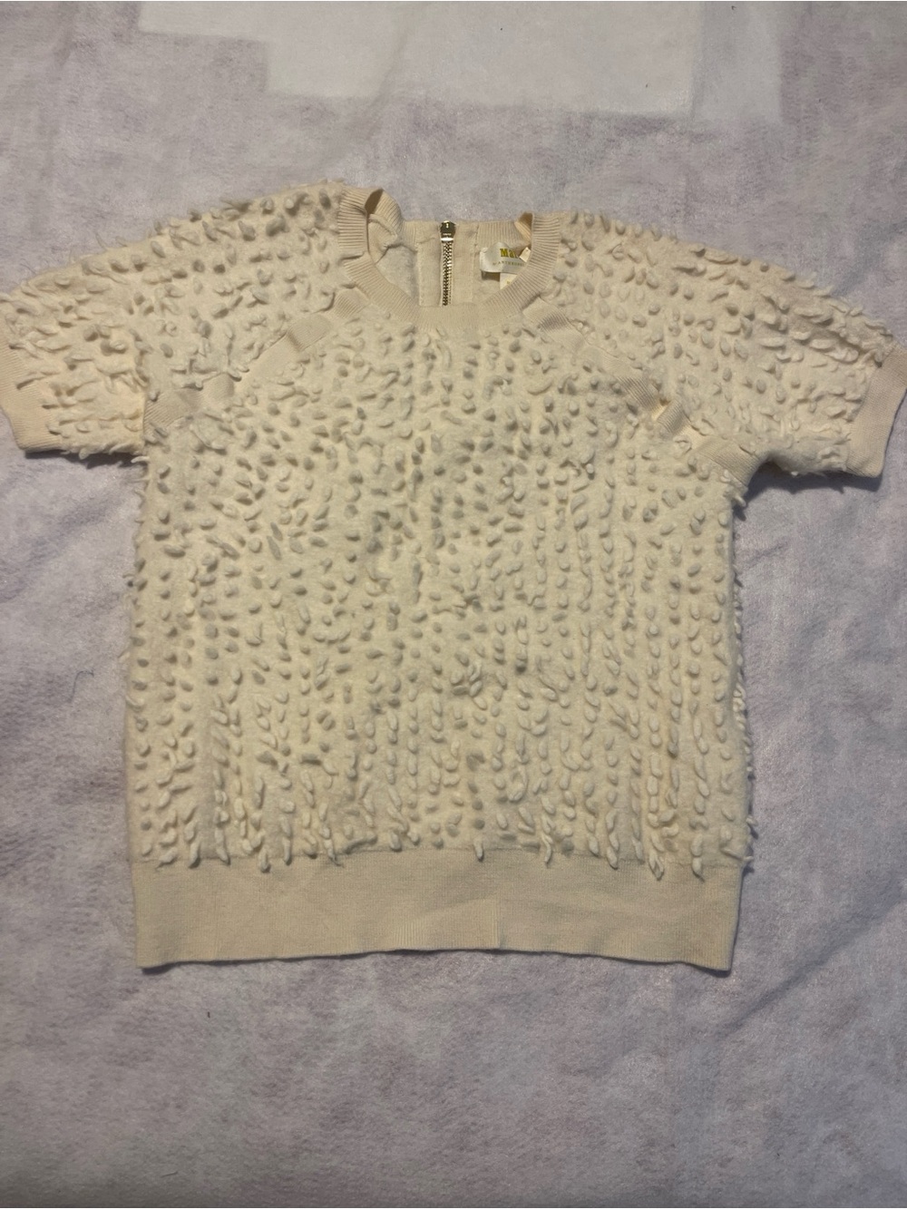 Maeve Anthropologie Scottie Textured Shag Knit Sweater Tee W1 - Cream - Size M